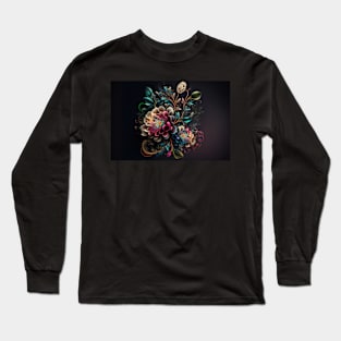 Abstract Floral Garden Botanical Print Long Sleeve T-Shirt